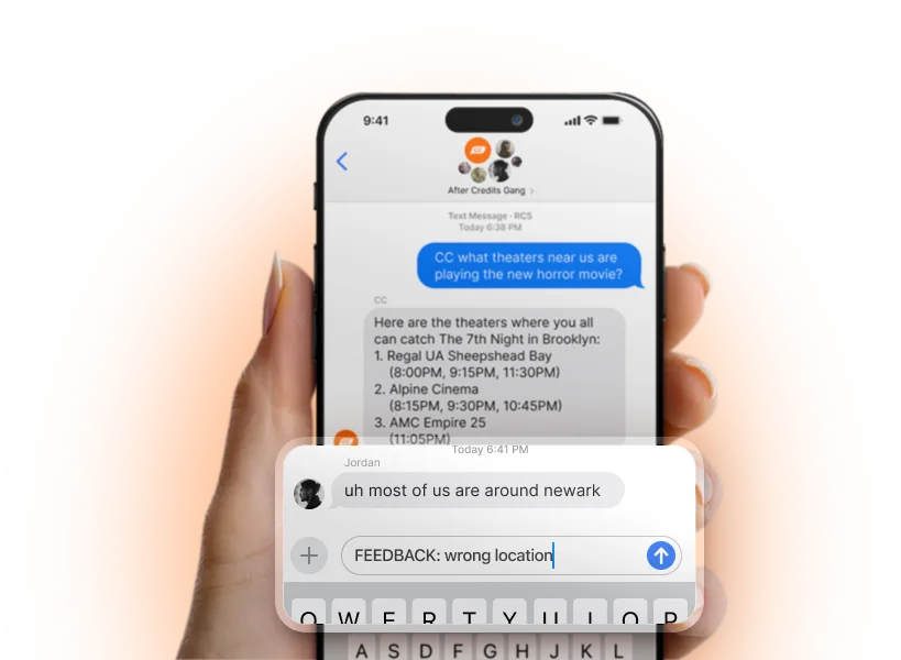 Text 'FEEDBACK' in your conversations