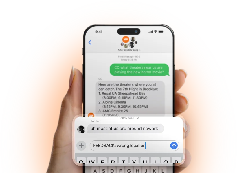 Text 'FEEDBACK' in your conversations